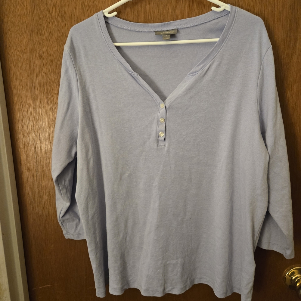 Style & Co. Women's Soft Blue Henley Top